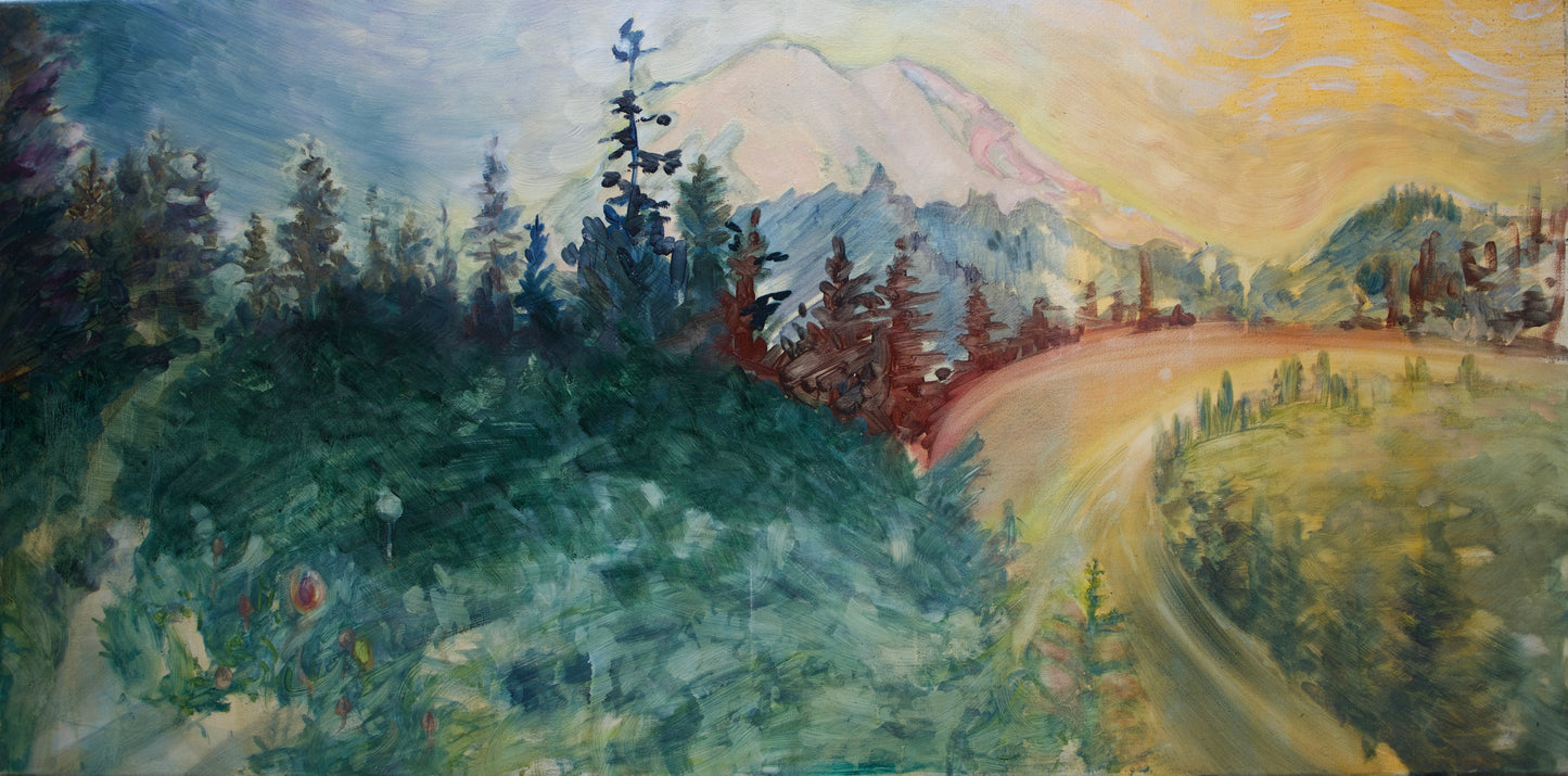 Tipsoo Lake sunset, 24 x 48in