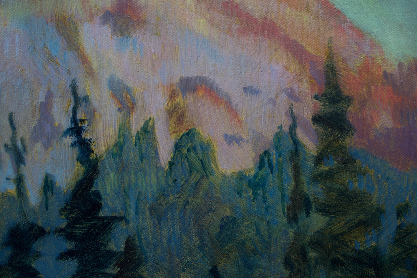 Tipsoo Lake sunset, 24 x 48 in