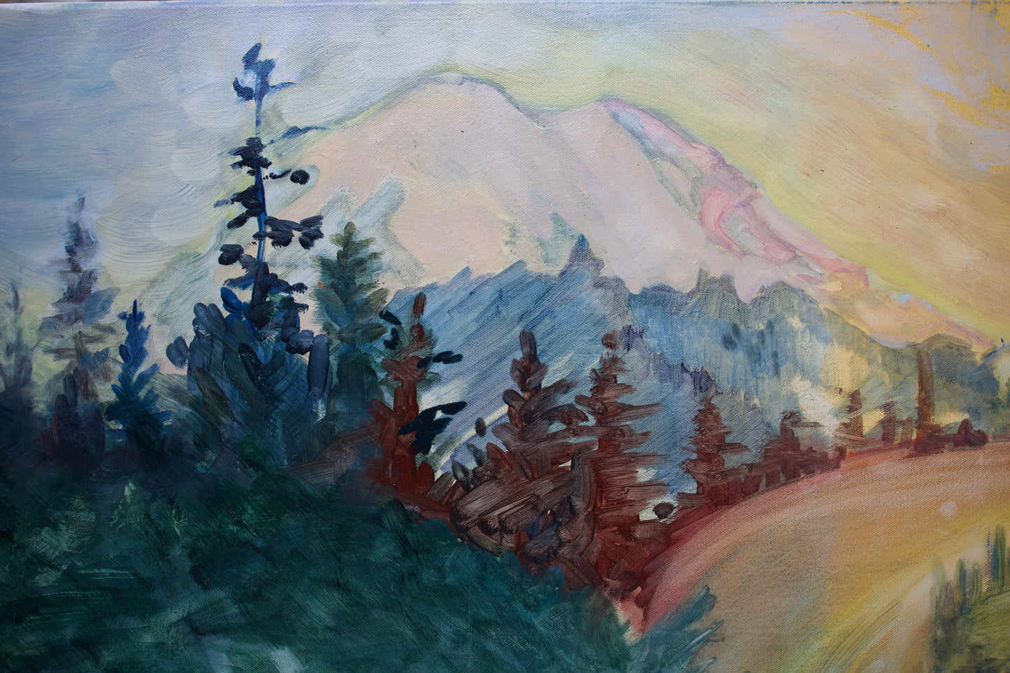 Tipsoo Lake sunset, 24 x 48in